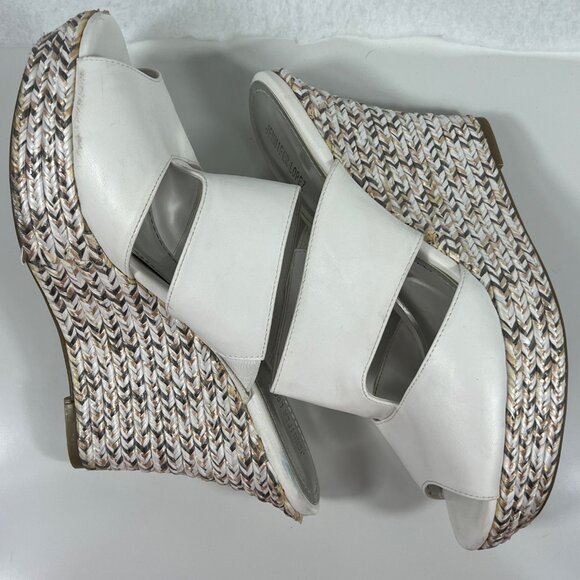 Jennifer Lopez White Open-Toe Wedge Sandals w/ Braided Platform Womens Sz 10 - Picture 10 of 16